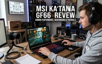 MSI Katana GF66 review covering gaming performance, specifications, display, battery life, upgrade options, and value. Find out if this used gaming laptop is worth buying.
